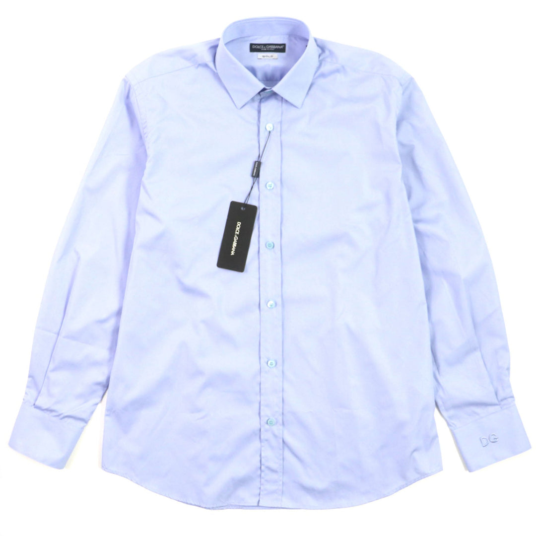 DOLCE&GABBANA Long sleeve shirt Main: 100% cotton Dark Navy Light Blue mens 39 15 1/2 Used Authentic