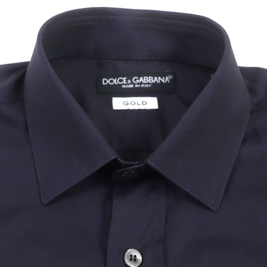 DOLCE&GABBANA Long sleeve shirt Main: 100% cotton Dark Navy Light Blue mens 39 15 1/2 Used Authentic