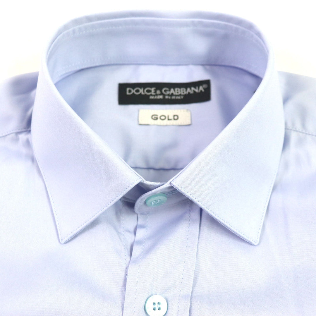 DOLCE&GABBANA Long sleeve shirt Main: 100% cotton Dark Navy Light Blue mens 39 15 1/2 Used Authentic