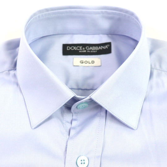 DOLCE&GABBANA Long sleeve shirt Main: 100% cotton Dark Navy Light Blue mens 39 15 1/2 Used Authentic