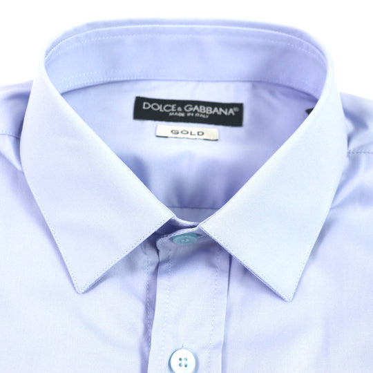 DOLCE&GABBANA Long sleeve shirt Main: 100% cotton Dark Navy Light Blue mens 39 15 1/2 Used Authentic