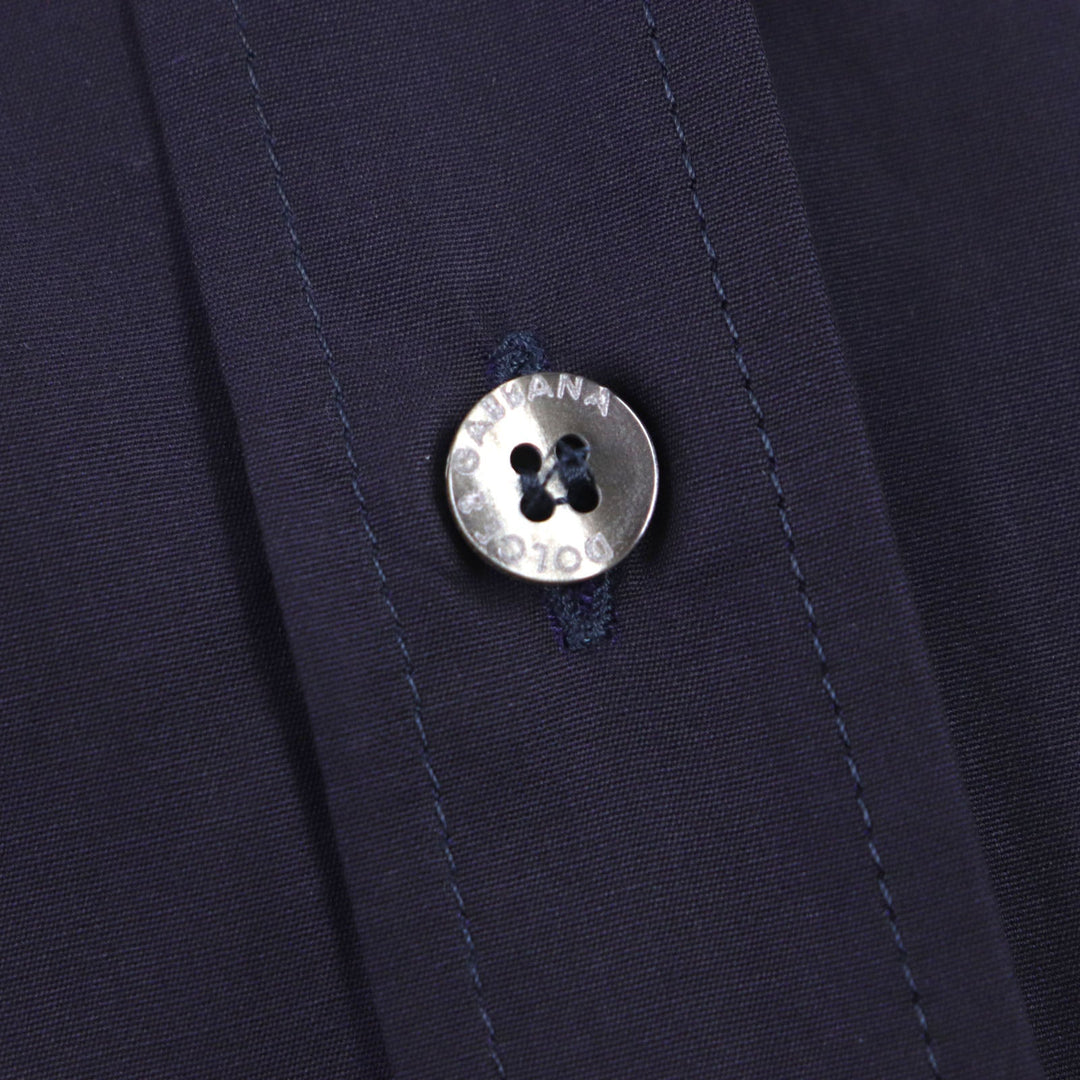 DOLCE&GABBANA Long sleeve shirt Main: 100% cotton Dark Navy Light Blue mens 39 15 1/2 Used Authentic