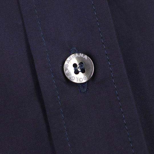 DOLCE&GABBANA Long sleeve shirt Main: 100% cotton Dark Navy Light Blue mens 39 15 1/2 Used Authentic