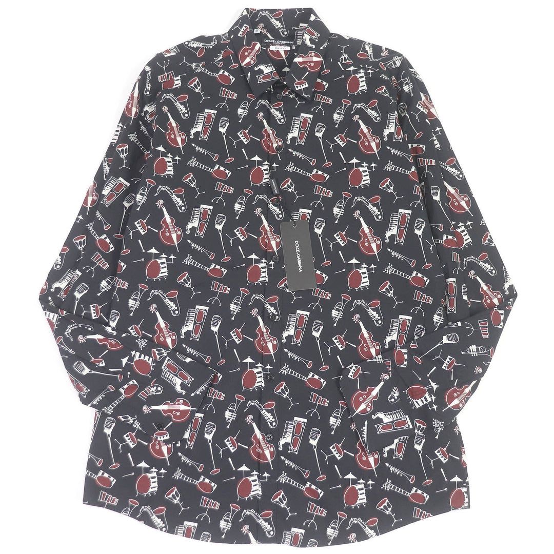 DOLCE&GABBANA Long sleeve shirt Main: 100% cotton black GOLD mens 43 Used Authentic