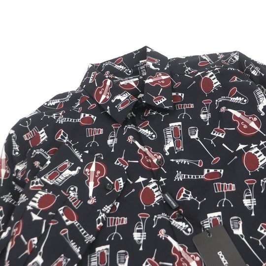 DOLCE&GABBANA Long sleeve shirt Main: 100% cotton black GOLD mens 43 Used Authentic