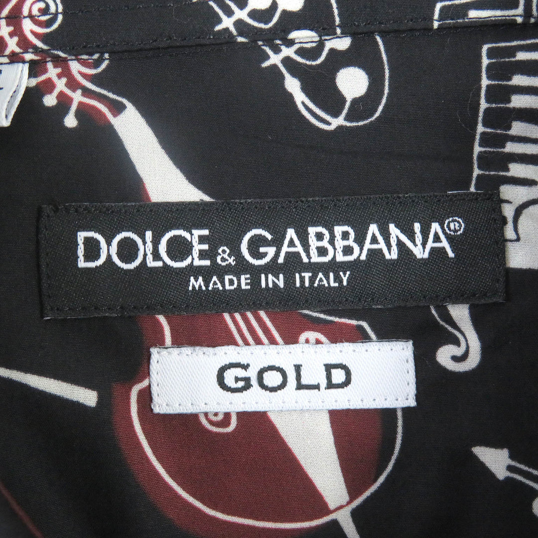 DOLCE&GABBANA Long sleeve shirt Main: 100% cotton black GOLD mens 43 Used Authentic