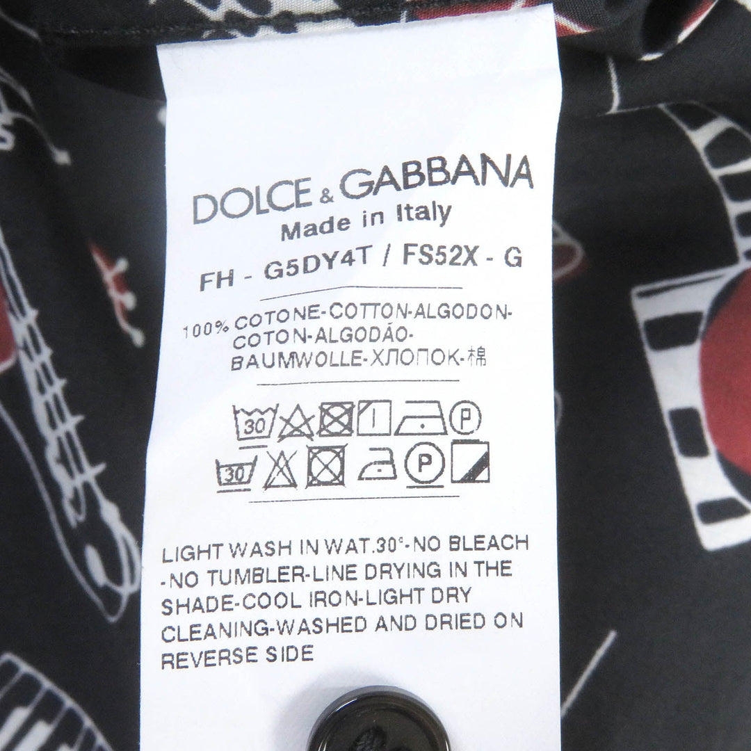DOLCE&GABBANA Long sleeve shirt Main: 100% cotton black GOLD mens 43 Used Authentic