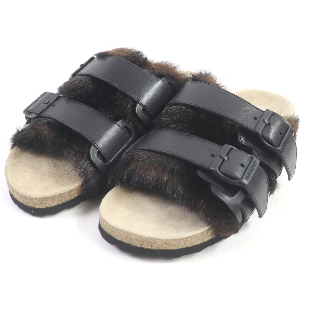 BURBERRY Sandals 8043609 Main: Leather, Part: Faux fur Black brown mens 43 Used Authentic