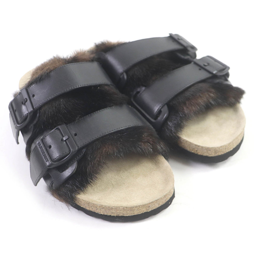 BURBERRY Sandals 8043609 Main: Leather, Part: Faux fur Black brown mens 43 Used Authentic