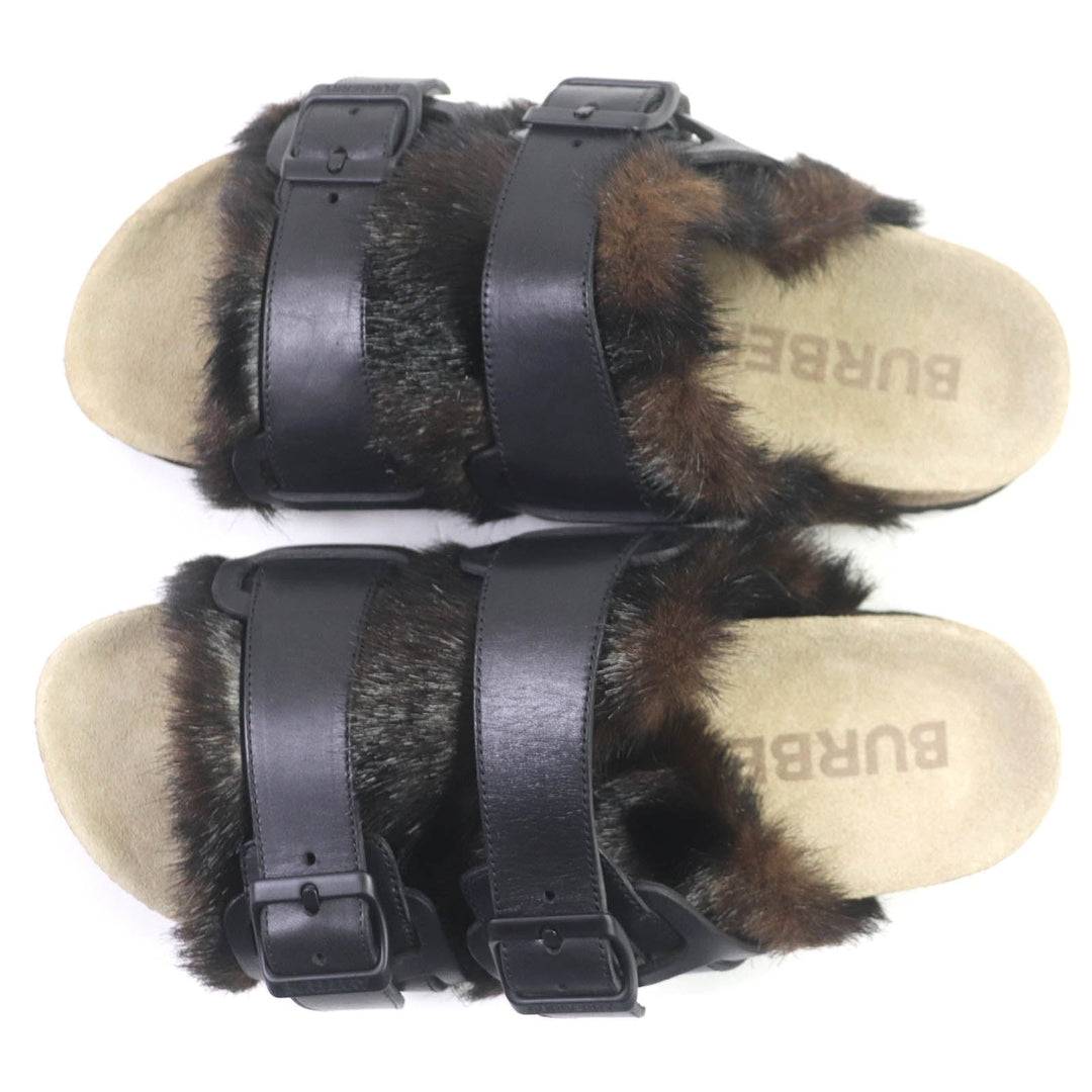 BURBERRY Sandals 8043609 Main: Leather, Part: Faux fur Black brown mens 43 Used Authentic