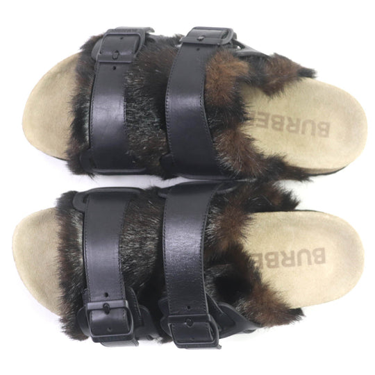 BURBERRY Sandals 8043609 Main: Leather, Part: Faux fur Black brown mens 43 Used Authentic