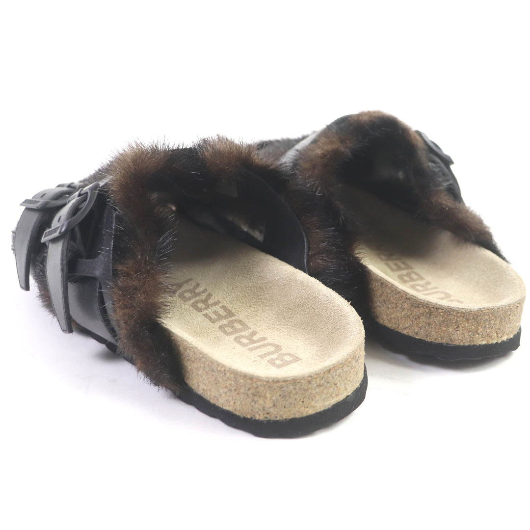 BURBERRY Sandals 8043609 Main: Leather, Part: Faux fur Black brown mens 43 Used Authentic