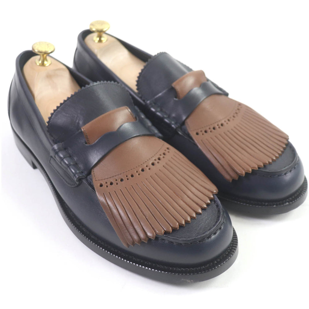 BURBERRY Moccasin Main: Leather Navy brown mens 44 Used Authentic