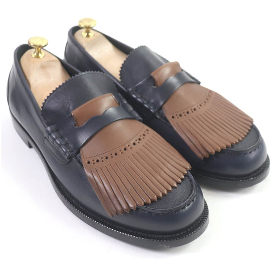 BURBERRY Moccasin Main: Leather Navy brown mens 44 Used Authentic