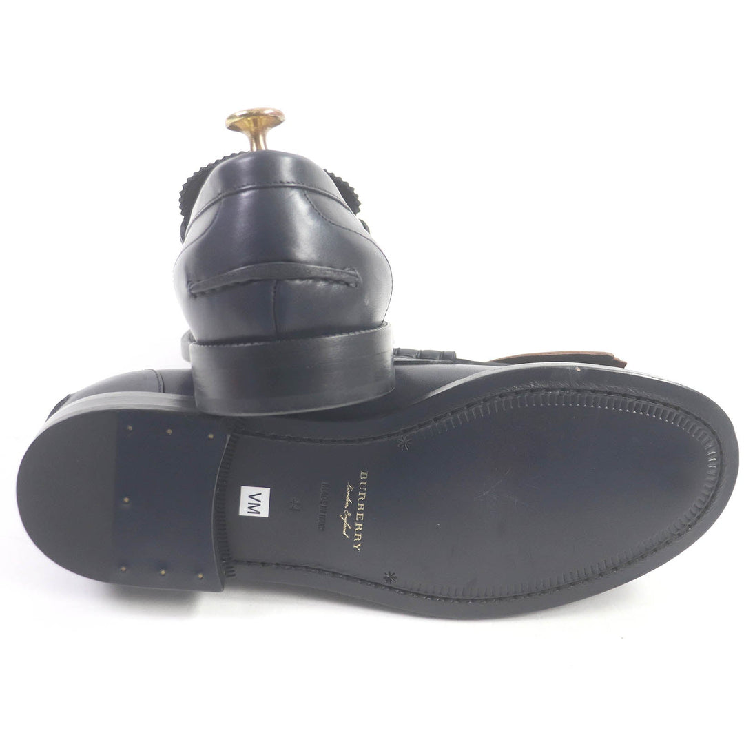 BURBERRY Moccasin Main: Leather Navy brown mens 44 Used Authentic