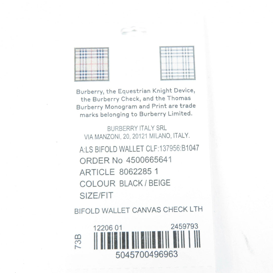 BURBERRY Bifold Wallet 8062285 Leather, Cotton, Polyurethane black Women Used Authentic