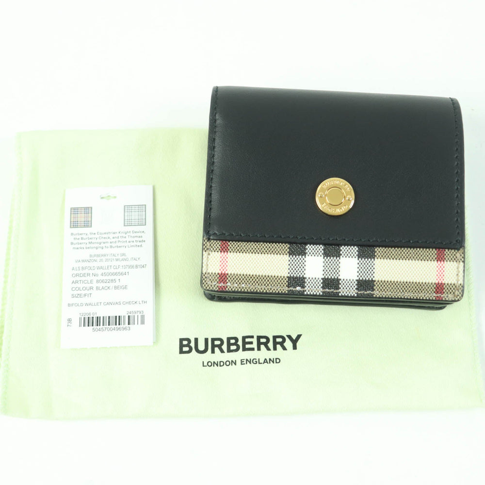 BURBERRY Bifold Wallet 8062285 Leather, Cotton, Polyurethane black Women Used Authentic
