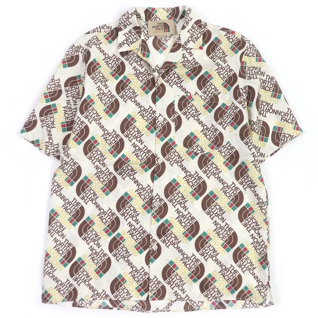 GUCCI Short sleeve shirt 654766 Main: 100% silk Ivory mens 44 Used Authentic