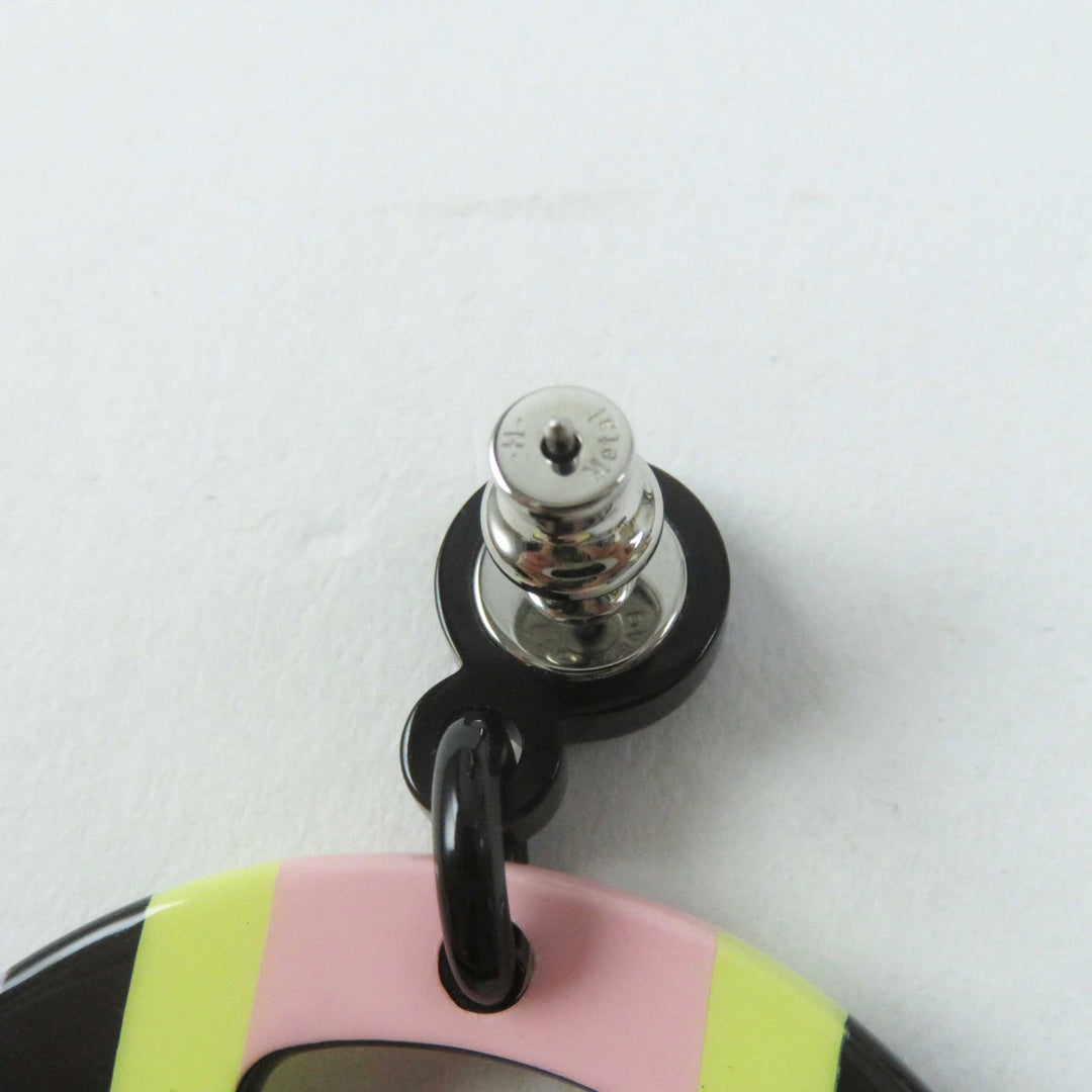 HERMES Pierce Buffalo horn Multi H Equipe Earrings Women Used Authentic