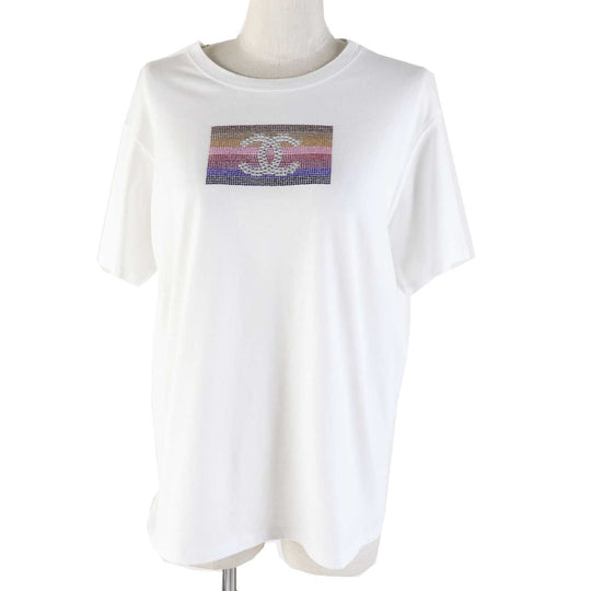CHANEL Short sleeve T-shirt C63126 Main: 100% cotton White mulch Women M Used Authentic
