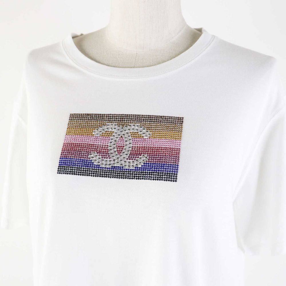 CHANEL Short sleeve T-shirt C63126 Main: 100% cotton White mulch Women M Used Authentic