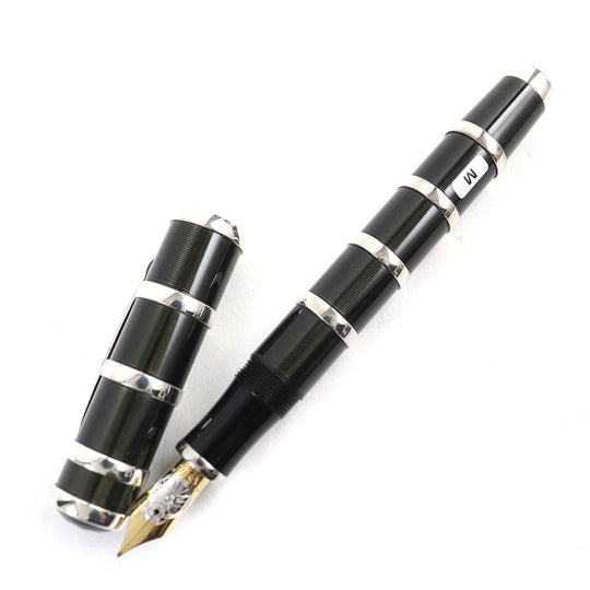 MONTBLANC fountain pen Nib: K18, Main: AG925, : Resin Black Silver Patron Series 2003 Nicolas Copernicus Limited Edition mens Used Authentic