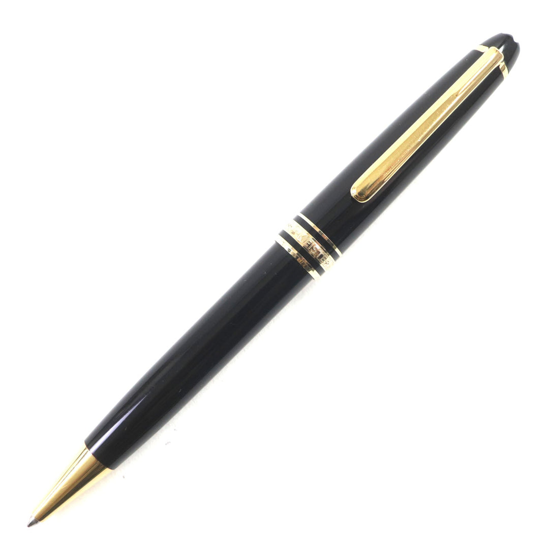 MONTBLANC Ballpoint pen Resin, Gold Plated Black gold Meisterstck Classic mens Used Authentic