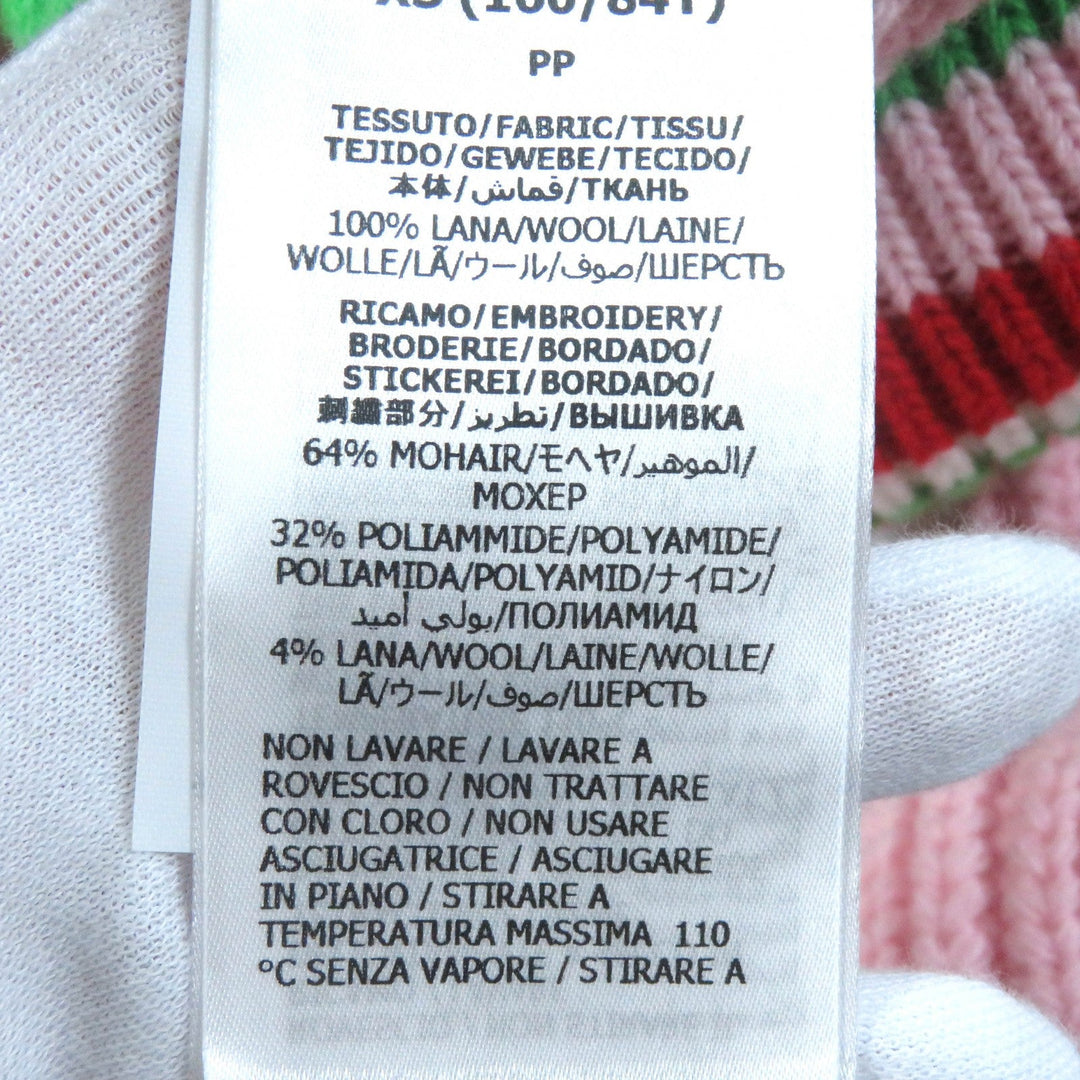 GUCCI one piece 717710 Main: 100% wool, embroidery: 64% mohair, 32% nylon, 4% wool Pink multicolor Women XS Used Authentic