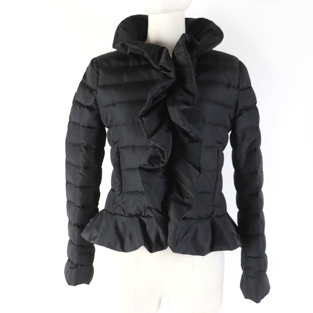 VALENTINO Down jacket Main: 59% silk, Main: 41% polyester, Lining: 58% nylon, Lining: 42% polyester, Filling: 100% white goose feathers black Women 38 Used Authentic