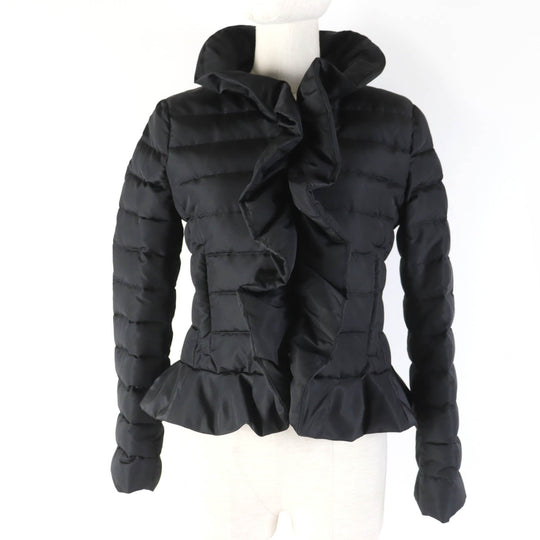VALENTINO Down jacket Main: 59% silk, Main: 41% polyester, Lining: 58% nylon, Lining: 42% polyester, Filling: 100% white goose feathers black Women 38 Used Authentic