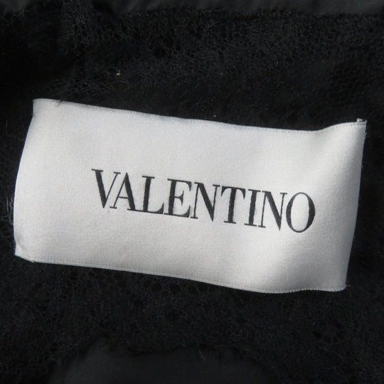 VALENTINO Down jacket Main: 59% silk, Main: 41% polyester, Lining: 58% nylon, Lining: 42% polyester, Filling: 100% white goose feathers black Women 38 Used Authentic