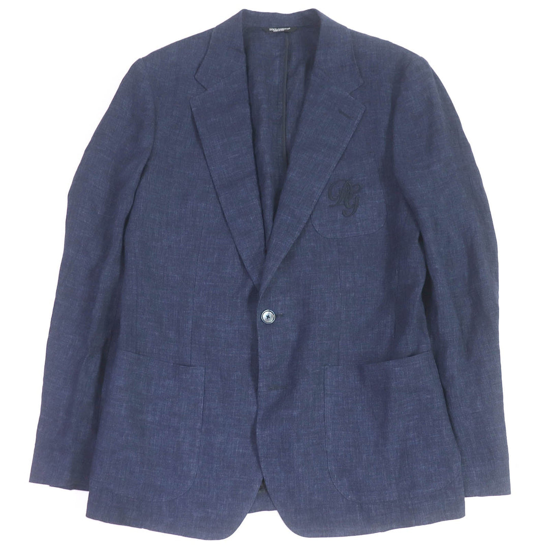 DOLCE&GABBANA Jacket Outer: 100% linen, Lining: 100% silk Navy mens 48 Used Authentic