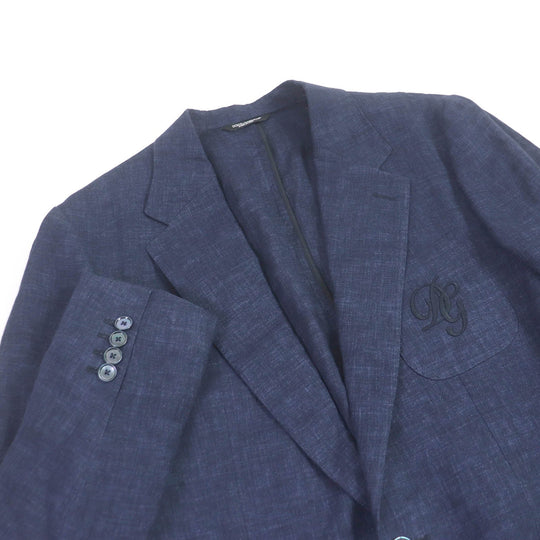 DOLCE&GABBANA Jacket Outer: 100% linen, Lining: 100% silk Navy mens 48 Used Authentic