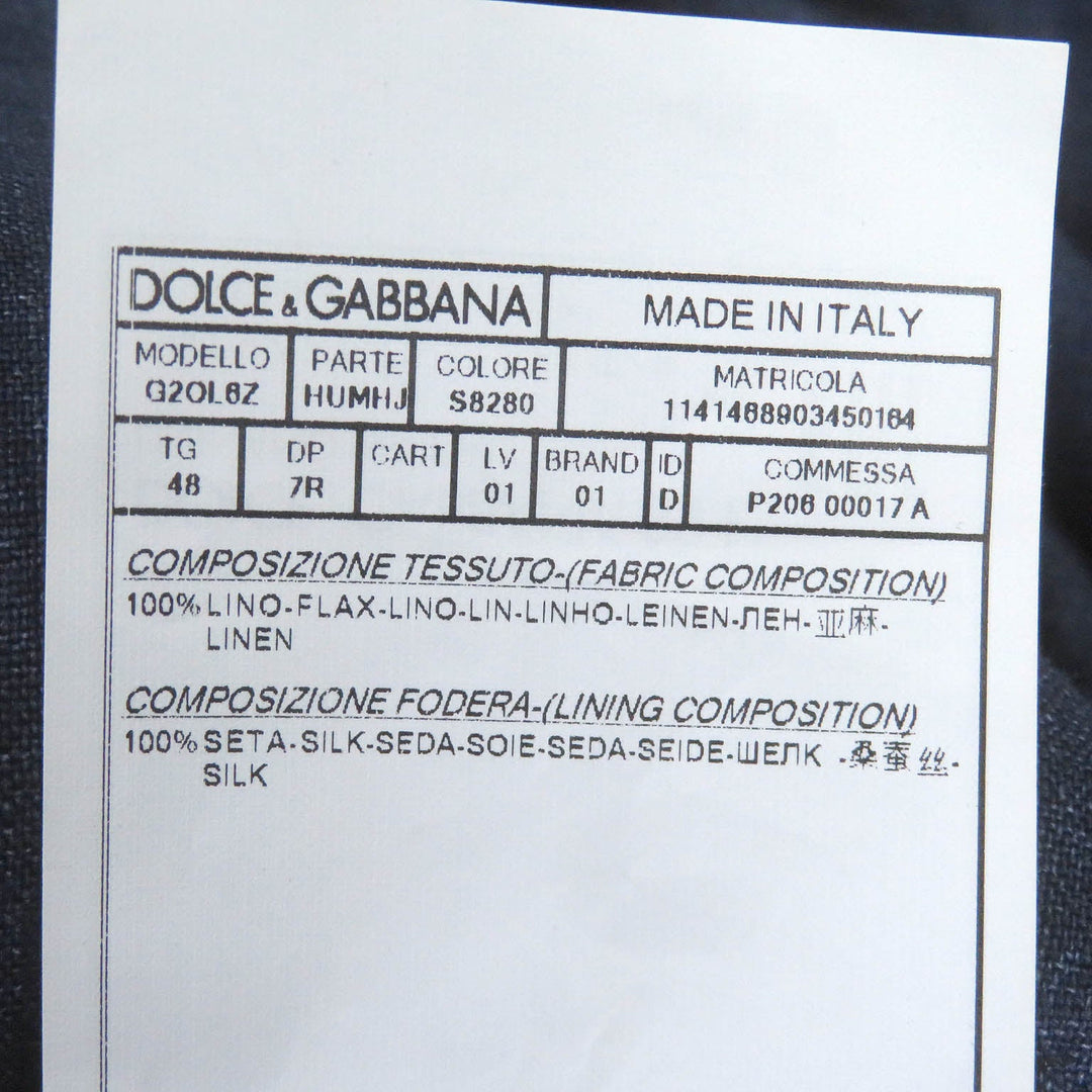 DOLCE&GABBANA Jacket Outer: 100% linen, Lining: 100% silk Navy mens 48 Used Authentic