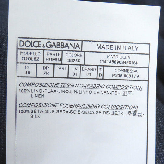 DOLCE&GABBANA Jacket Outer: 100% linen, Lining: 100% silk Navy mens 48 Used Authentic