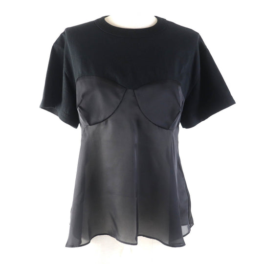 Sacai Cut 23-06563 Outer: 100% cotton, Part: 100% polyester black Cotton Jersey T-shirt Corset Detail Women 1 Used Authentic