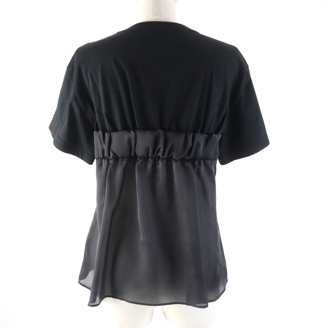 Sacai Cut 23-06563 Outer: 100% cotton, Part: 100% polyester black Cotton Jersey T-shirt Corset Detail Women 1 Used Authentic