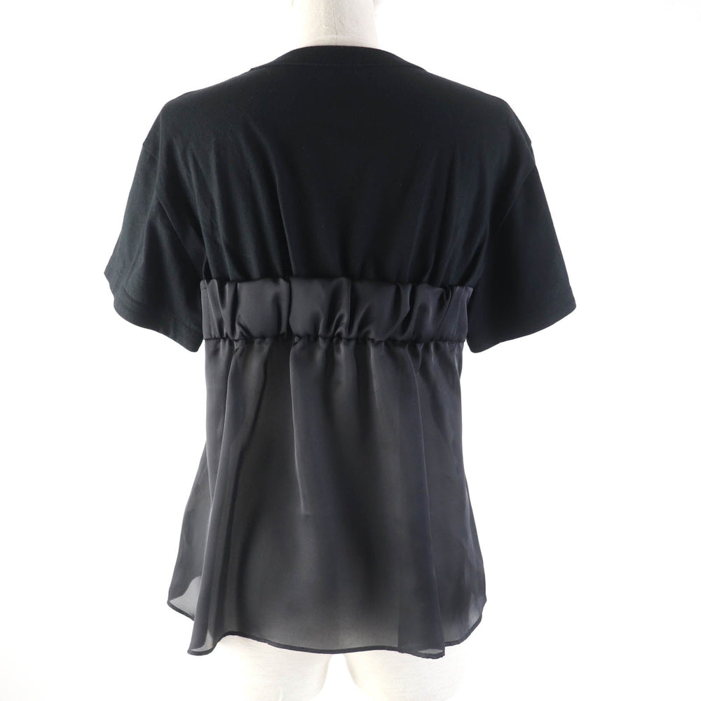 Sacai Cut 23-06563 Outer: 100% cotton, Part: 100% polyester black Cotton Jersey T-shirt Corset Detail Women 1 Used Authentic