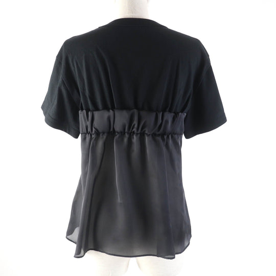 Sacai Cut 23-06563 Outer: 100% cotton, Part: 100% polyester black Cotton Jersey T-shirt Corset Detail Women 1 Used Authentic