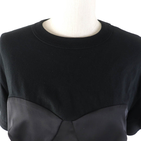 Sacai Cut 23-06563 Outer: 100% cotton, Part: 100% polyester black Cotton Jersey T-shirt Corset Detail Women 1 Used Authentic