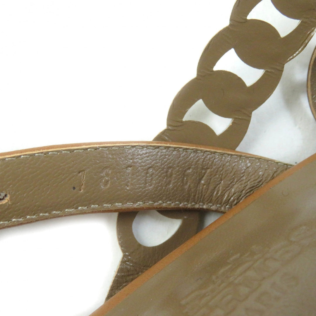 HERMES Sandals 181096Z Main: Leather Brown white Romanzo Women 38 Used Authentic