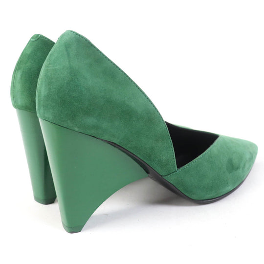 HERMES pumps 222283Z Main: Suede leather green Women 37 Used Authentic