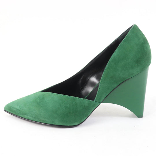 HERMES pumps 222283Z Main: Suede leather green Women 37 Used Authentic