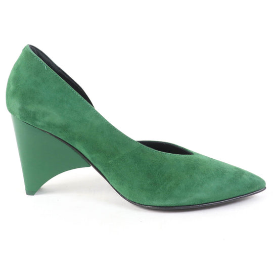 HERMES pumps 222283Z Main: Suede leather green Women 37 Used Authentic