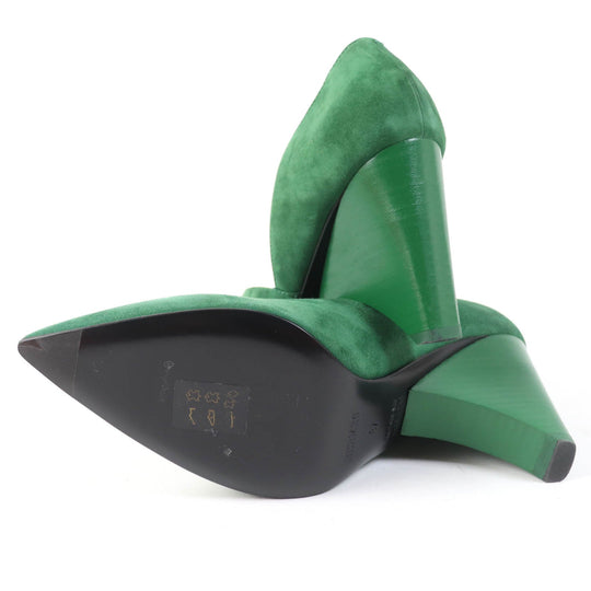 HERMES pumps 222283Z Main: Suede leather green Women 37 Used Authentic