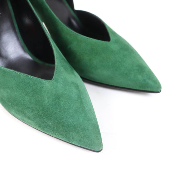 HERMES pumps 222283Z Main: Suede leather green Women 37 Used Authentic