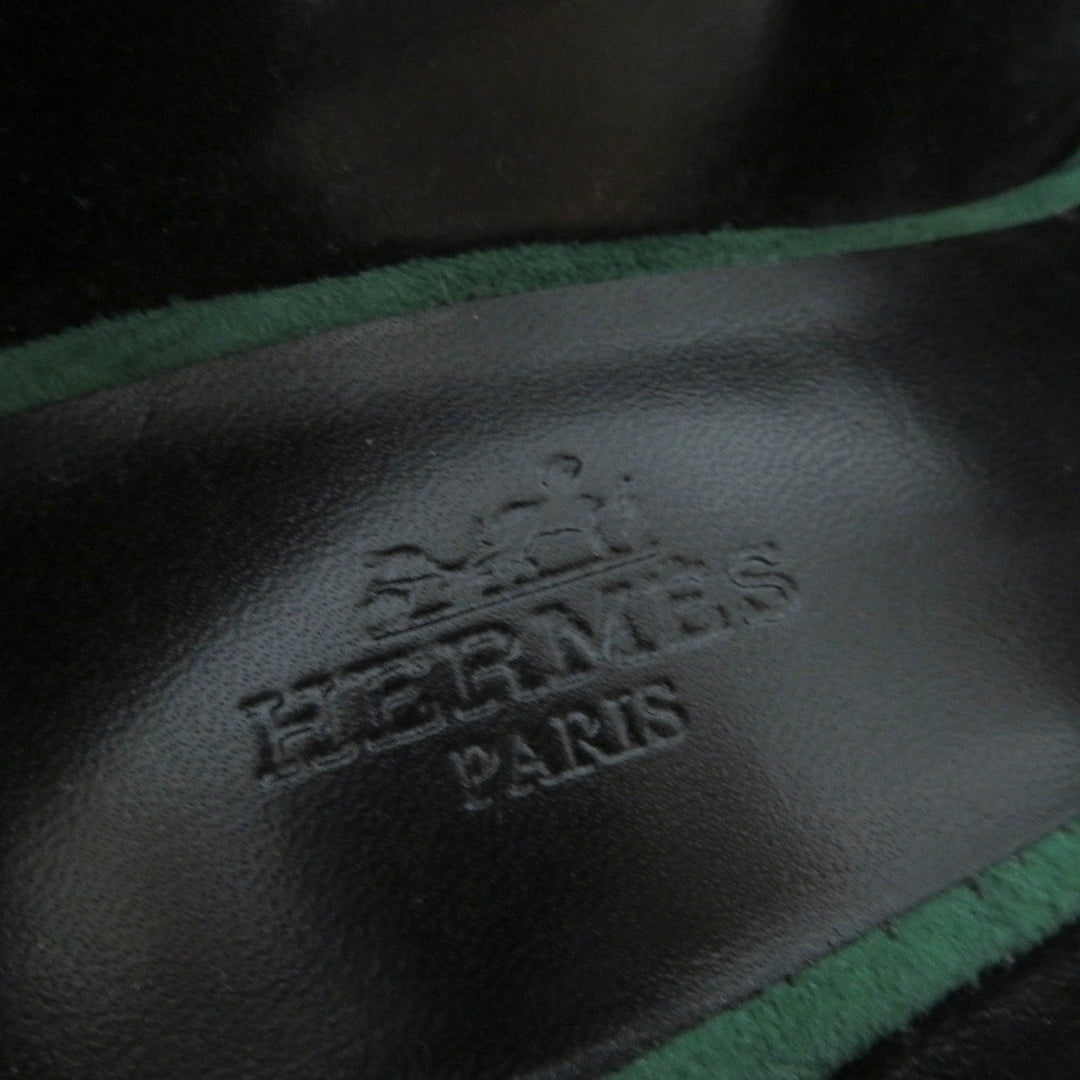 HERMES pumps 222283Z Main: Suede leather green Women 37 Used Authentic
