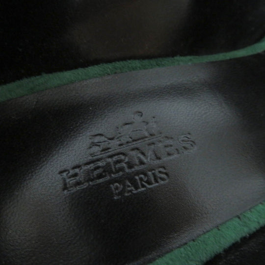 HERMES pumps 222283Z Main: Suede leather green Women 37 Used Authentic