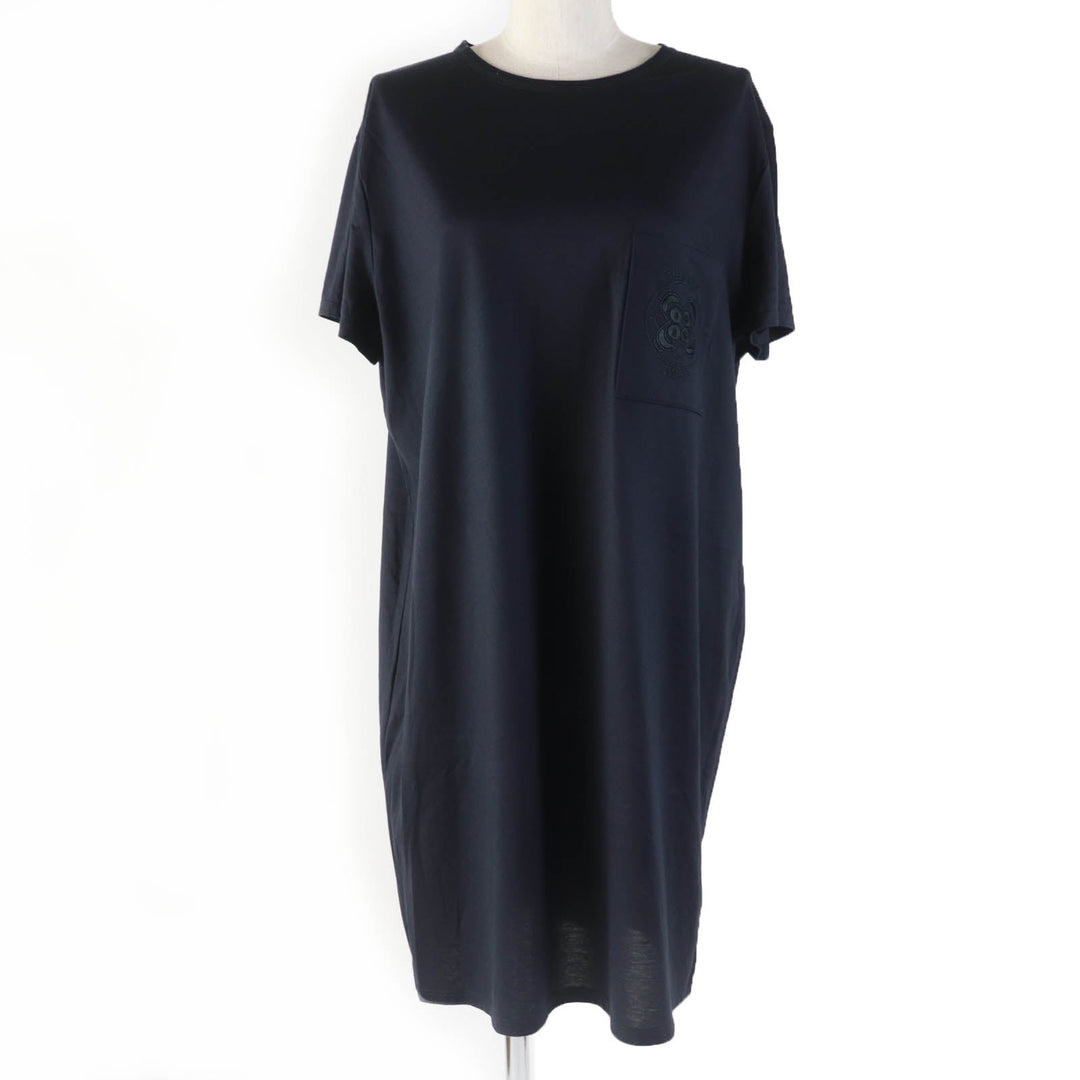 HERMES one piece Main: 100% cotton, some parts: 70% rayon, some parts: 30% polyester Dark navy Women 46 Used Authentic