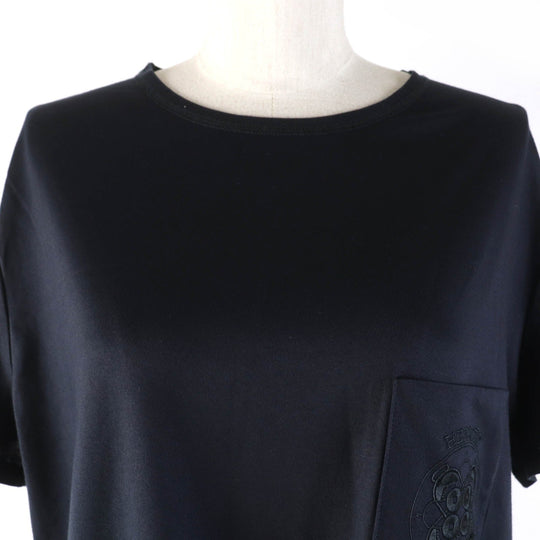 HERMES one piece Main: 100% cotton, some parts: 70% rayon, some parts: 30% polyester Dark navy Women 46 Used Authentic